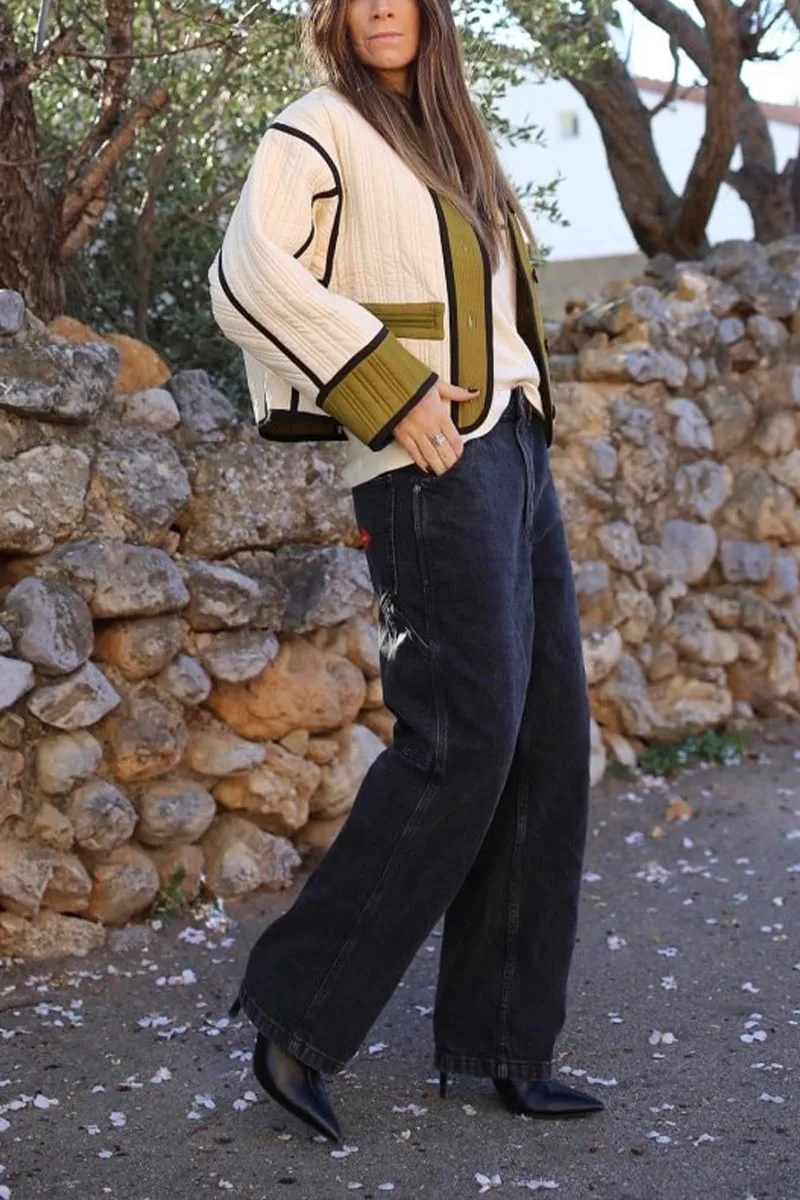 DG0554 Contrast Color Quilted Jacket