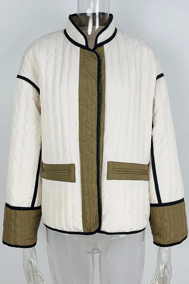 DG0554 Contrast Color Quilted Jacket