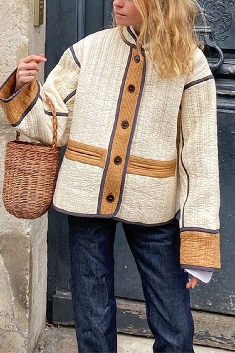 DG0554 Contrast Color Quilted Jacket