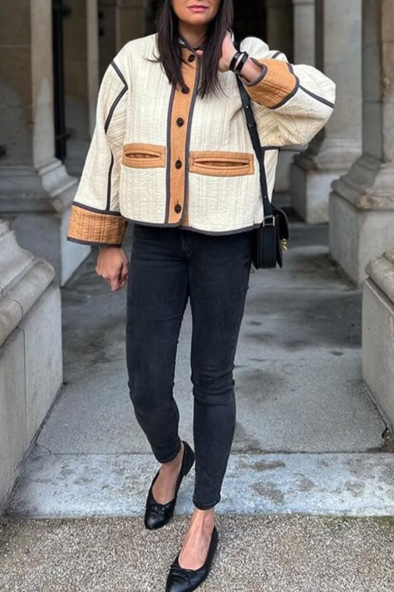 DG0554 Contrast Color Quilted Jacket