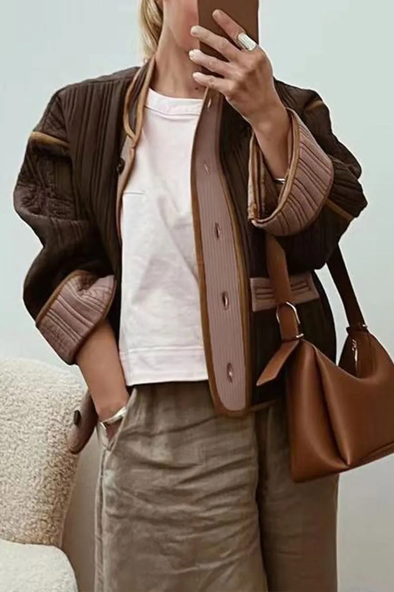 DG0554 Contrast Color Quilted Jacket