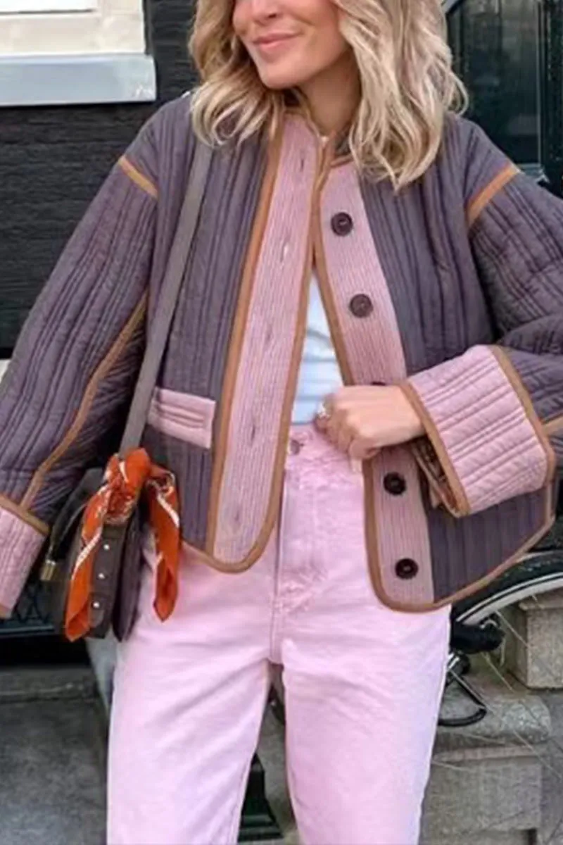 DG0554 Contrast Color Quilted Jacket