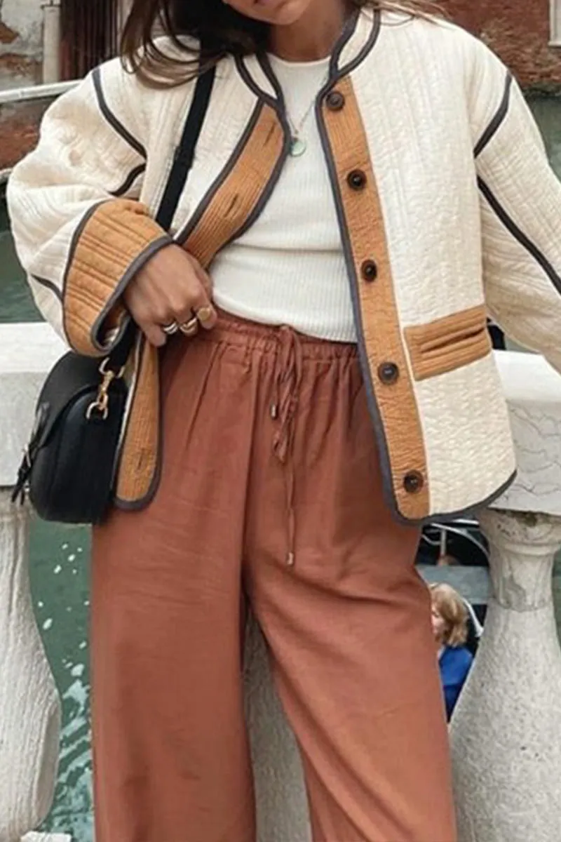DG0554 Contrast Color Quilted Jacket