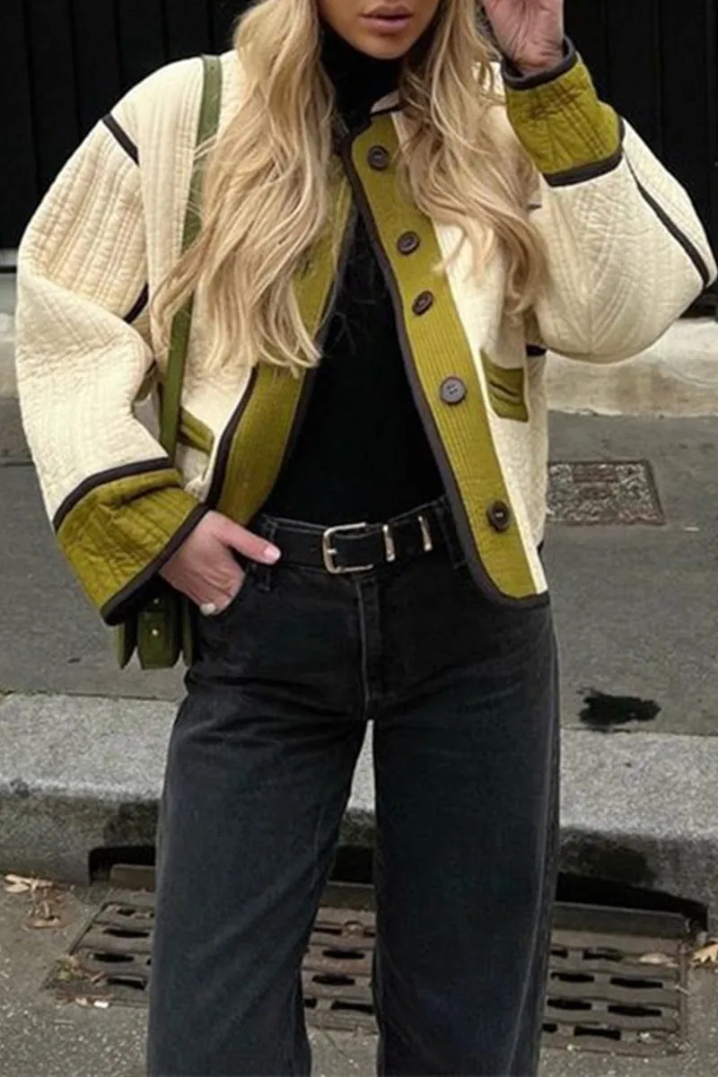 DG0554 Contrast Color Quilted Jacket