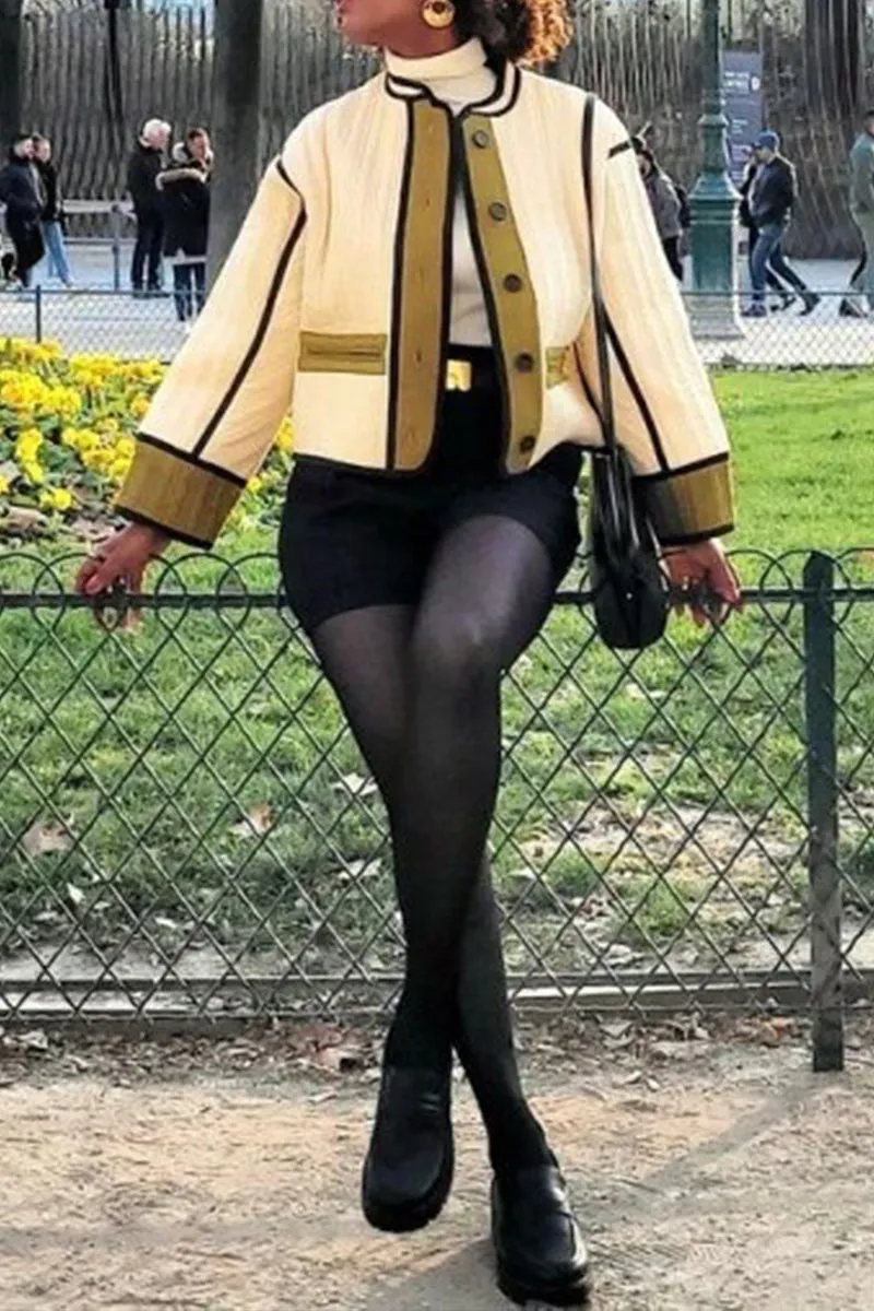 DG0554 Contrast Color Quilted Jacket