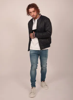 Diamond Reversible Bomber Jacket in Navy