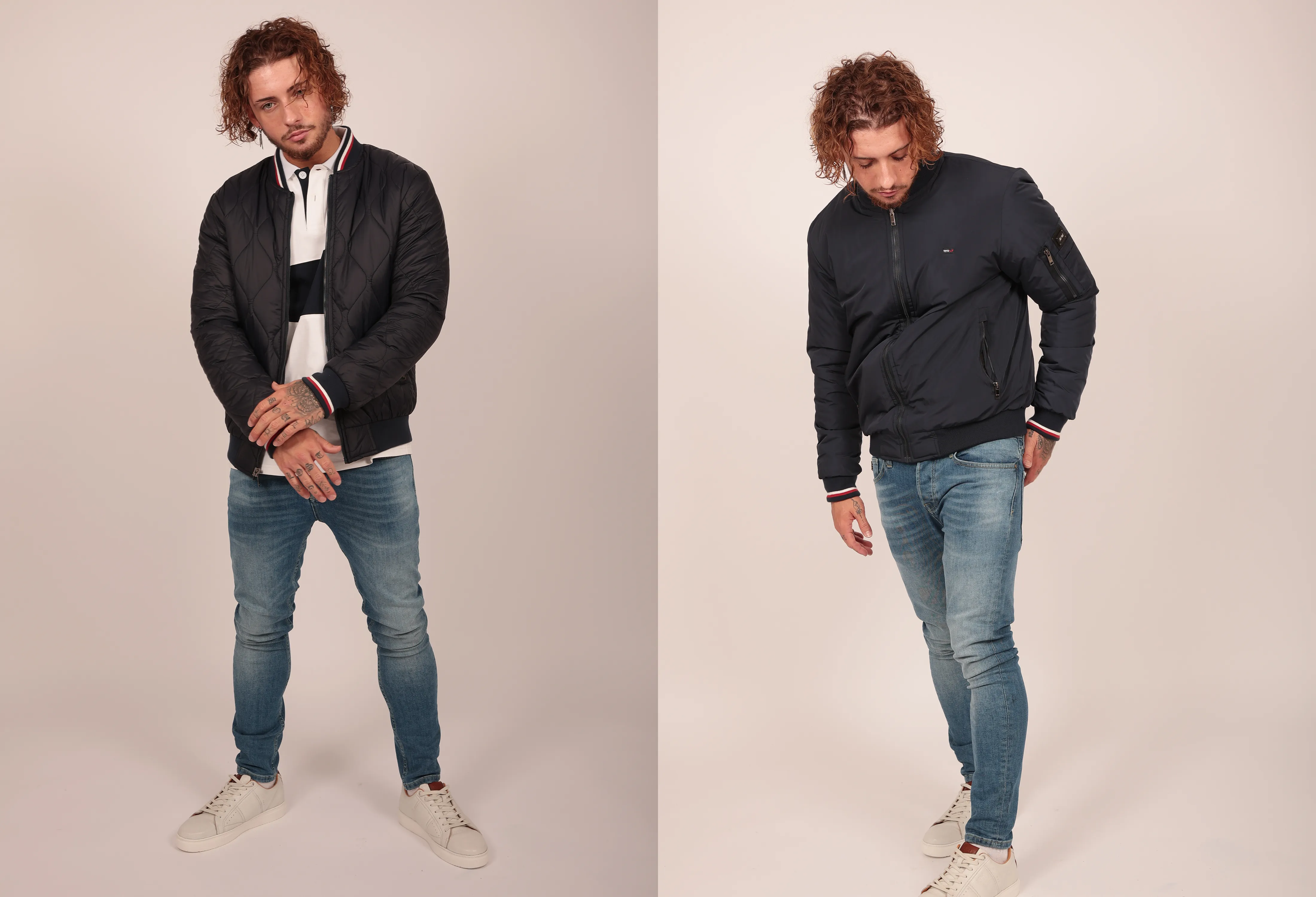 Diamond Reversible Bomber Jacket in Navy