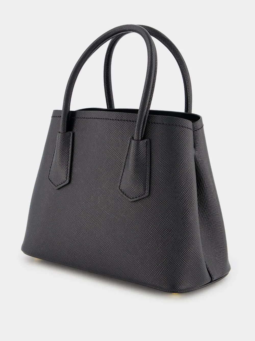 Double Saffiano Black Leather Mini Bag