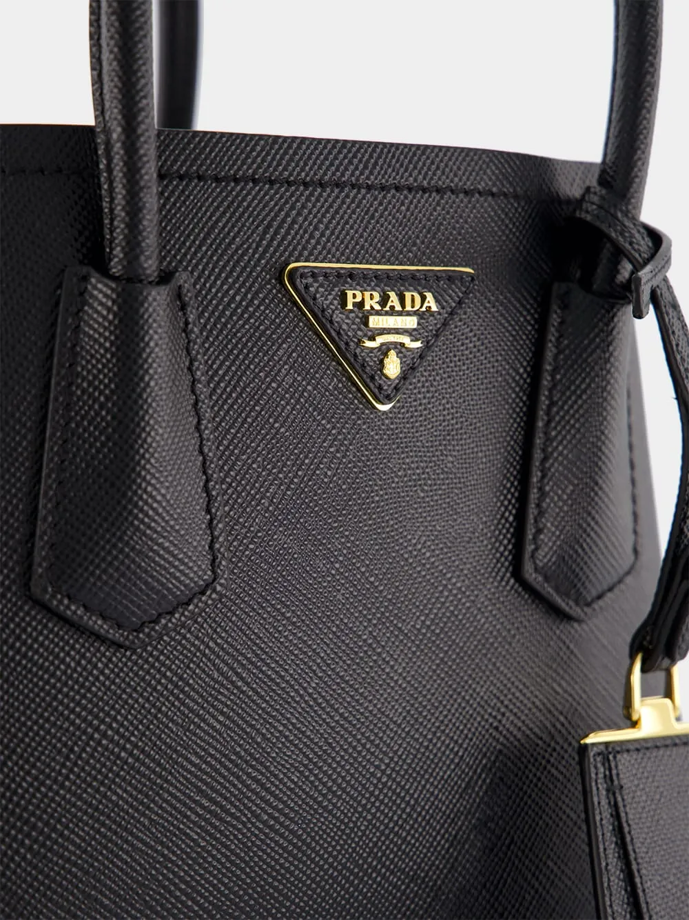 Double Saffiano Black Leather Mini Bag