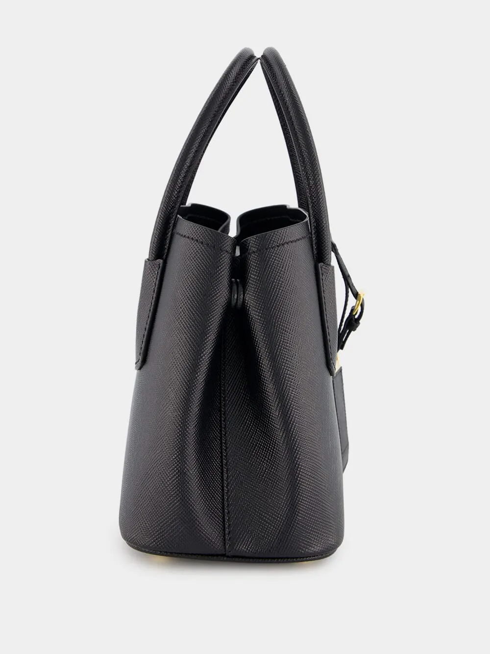 Double Saffiano Black Leather Mini Bag