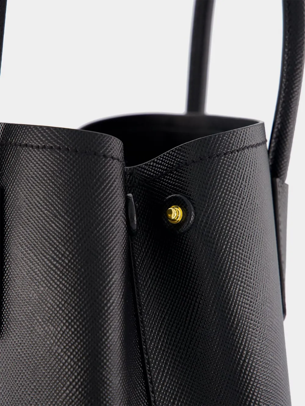 Double Saffiano Black Leather Mini Bag