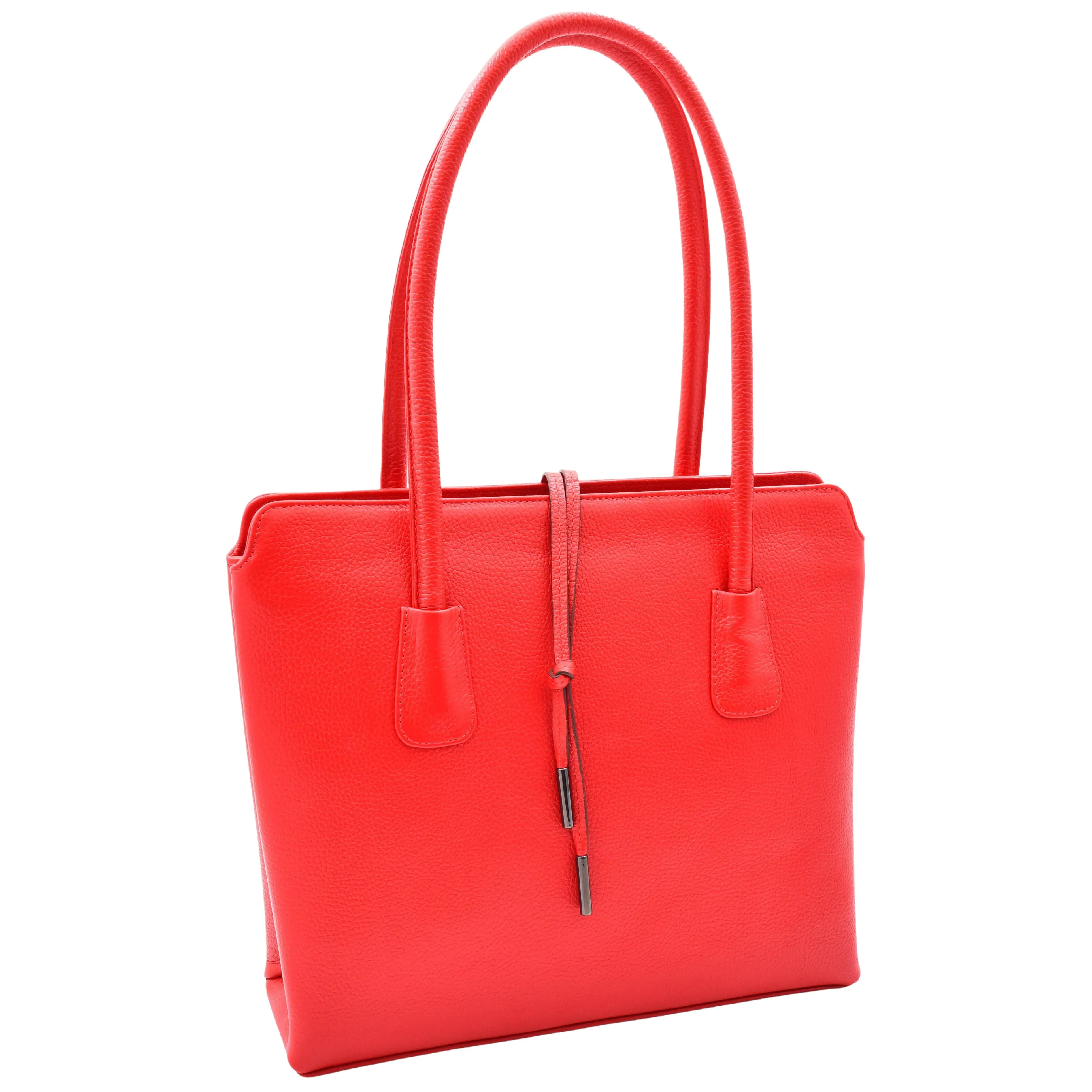 DR590 Women's Stylish Zip Opening Tote Large Shoulder Bag Red