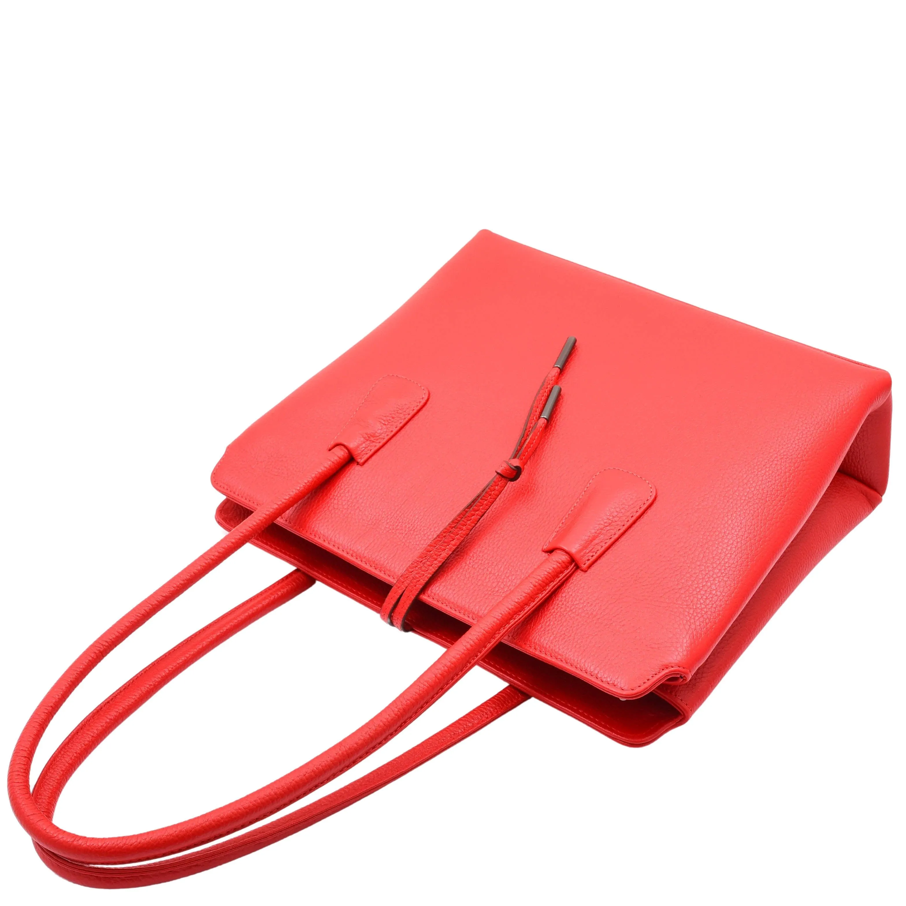 DR590 Women's Stylish Zip Opening Tote Large Shoulder Bag Red
