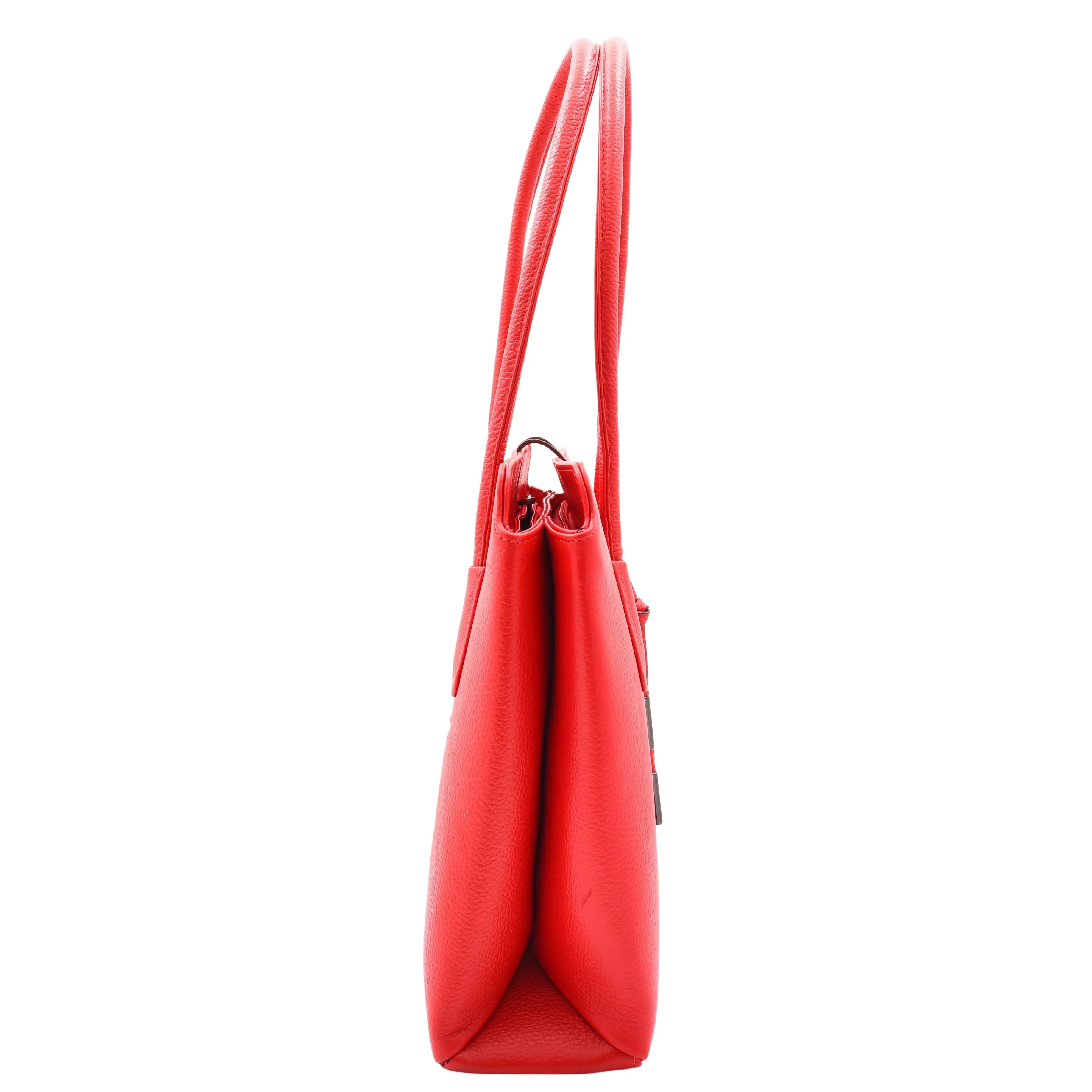 DR590 Women's Stylish Zip Opening Tote Large Shoulder Bag Red