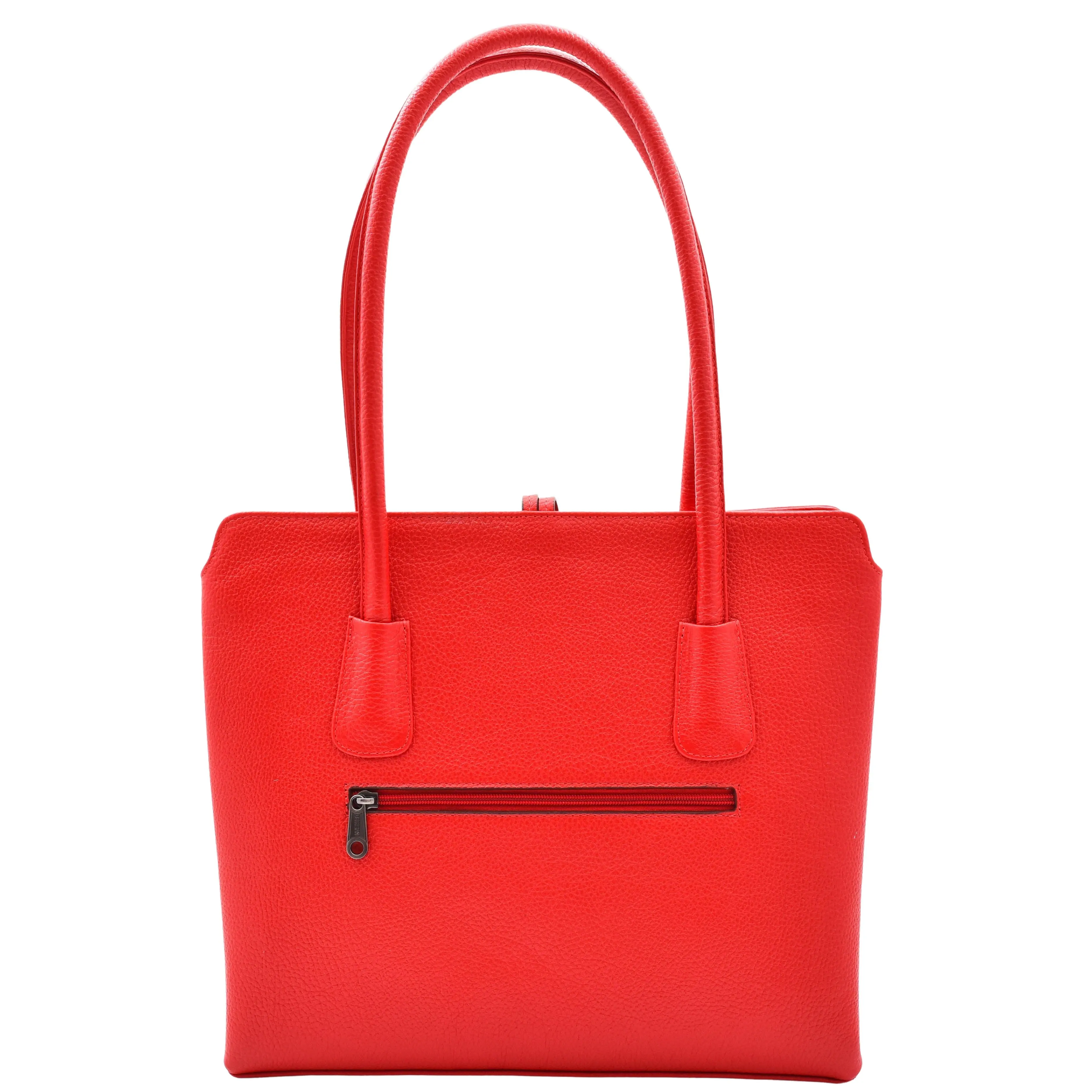 DR590 Women's Stylish Zip Opening Tote Large Shoulder Bag Red