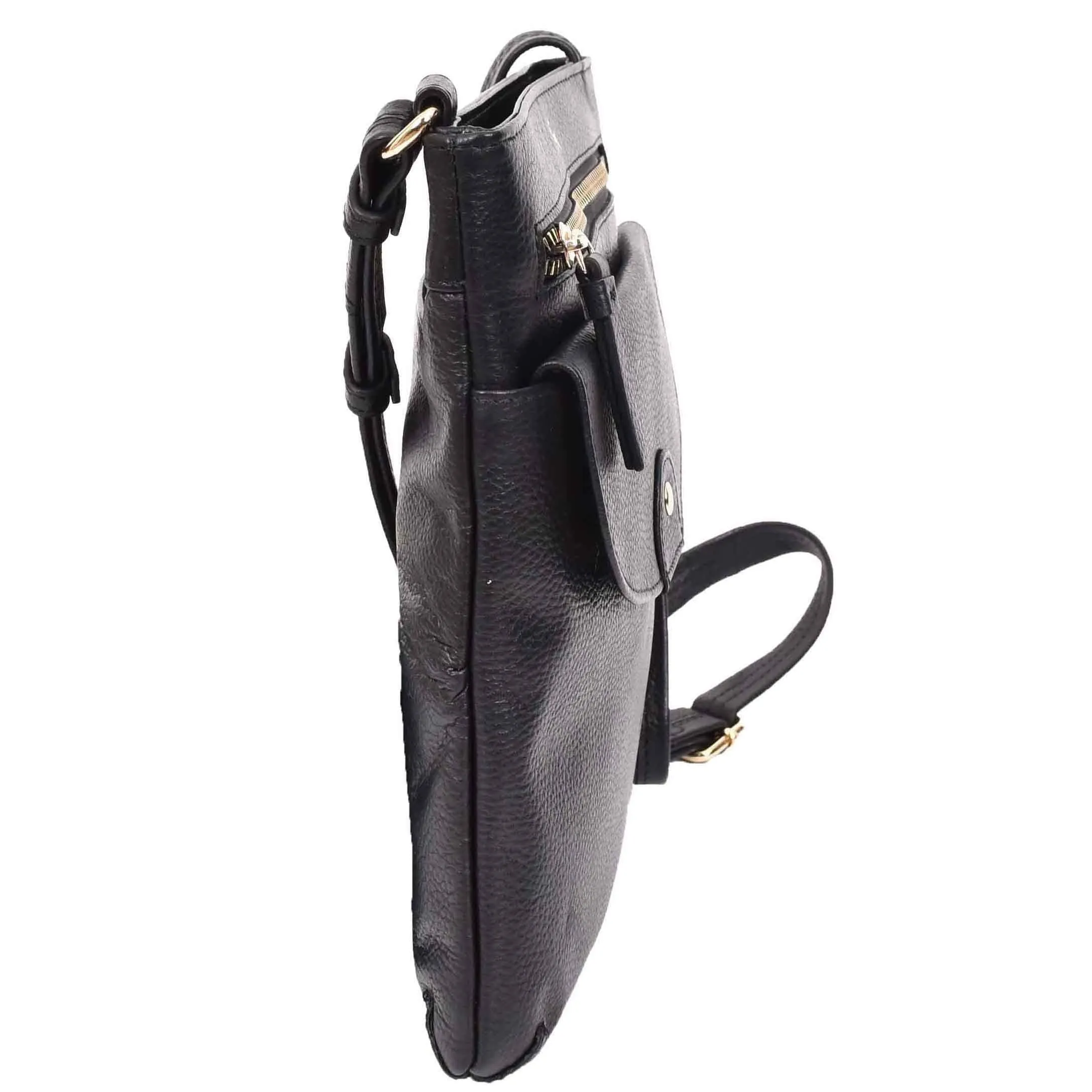 DR686 Ladies Leather Cross Body Sling Bag Black