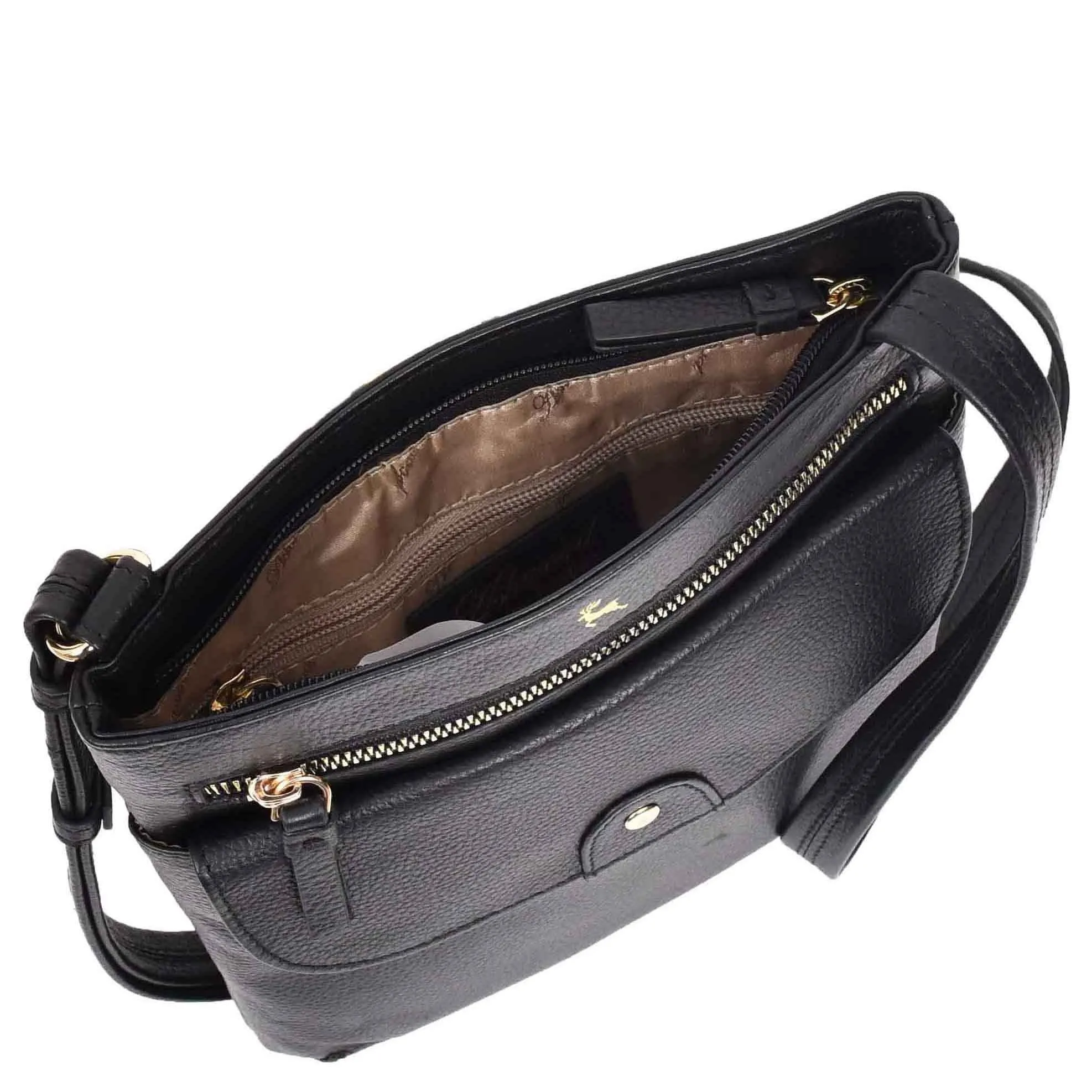 DR686 Ladies Leather Cross Body Sling Bag Black