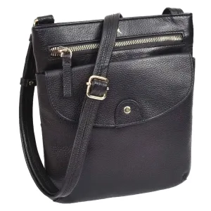 DR686 Ladies Leather Cross Body Sling Bag Black