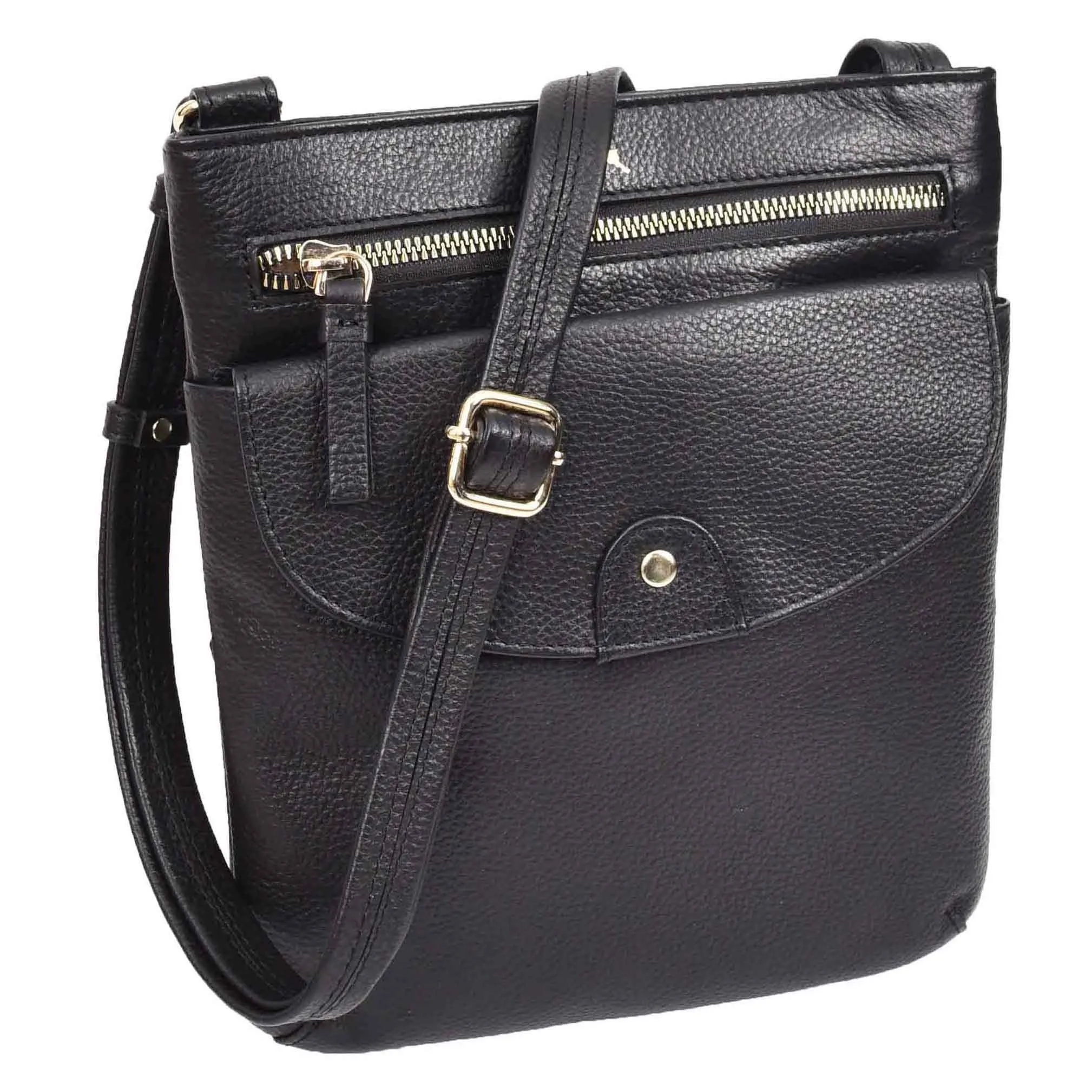 DR686 Ladies Leather Cross Body Sling Bag Black