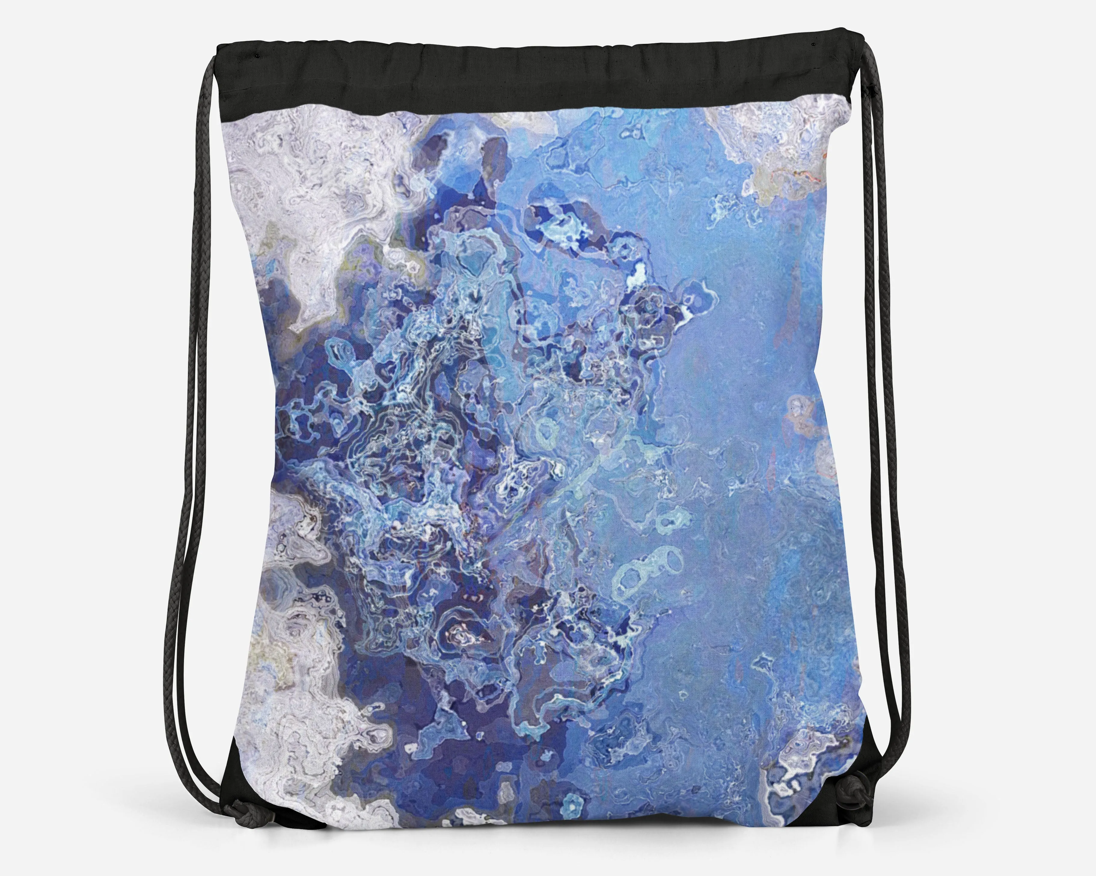 Drawstring Sling Bag, Blue Stone