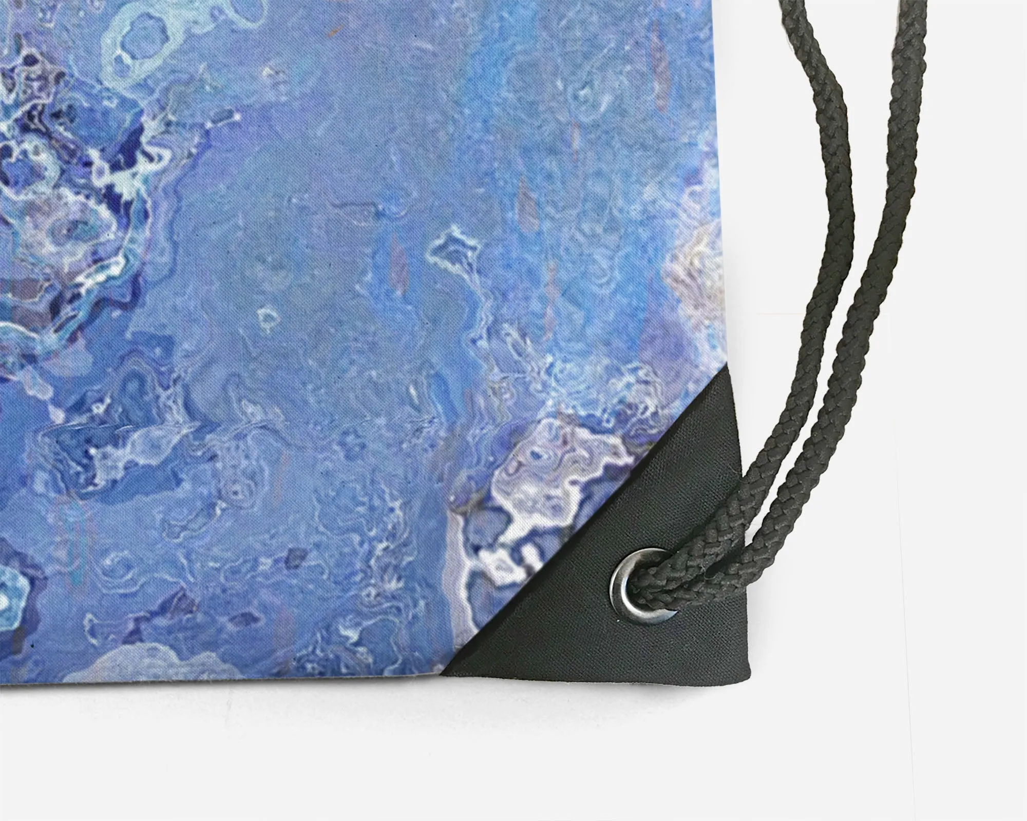 Drawstring Sling Bag, Blue Stone