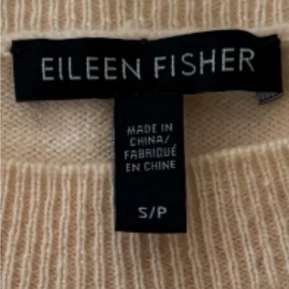Eileen Fisher Lightweight Crewneck Cashmere Sweater, Cream/Off White, Size S/P