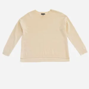Eileen Fisher Lightweight Crewneck Cashmere Sweater, Cream/Off White, Size S/P