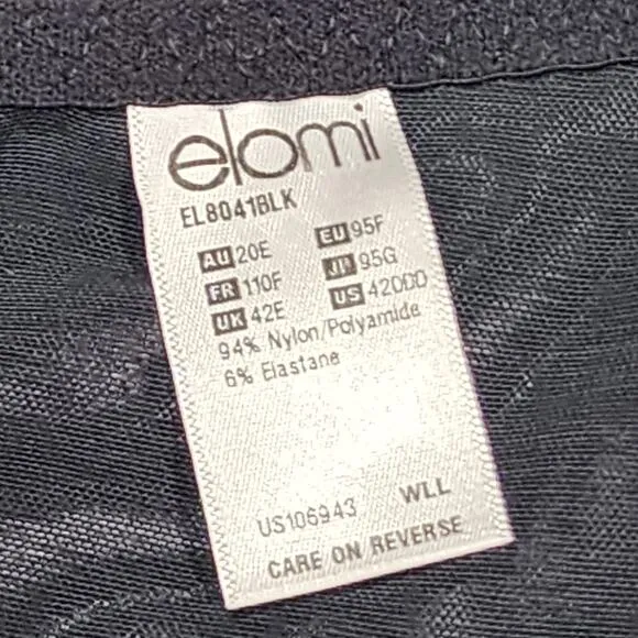 Elomi Energise Sports Bra 42DDD Full Figure Moisture Wicking Underwire EL8041