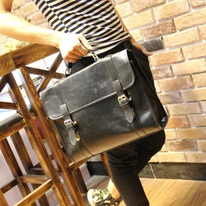 Europe fashion brand Crazy horse PU leather men messenger bag men handbag luxury vintage shoulder bags men briefcases