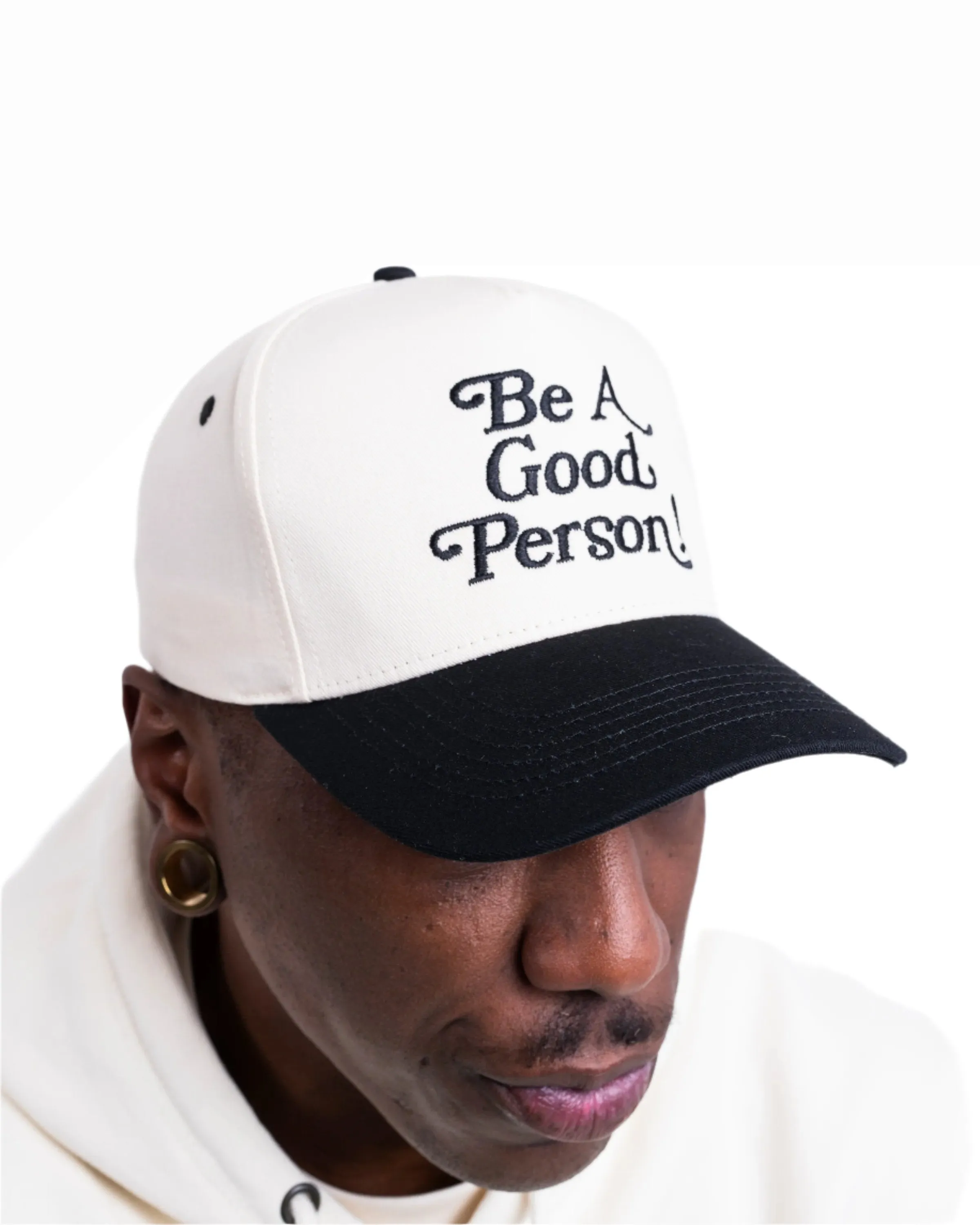 Exclamation Snapback Hat - Cream/Black