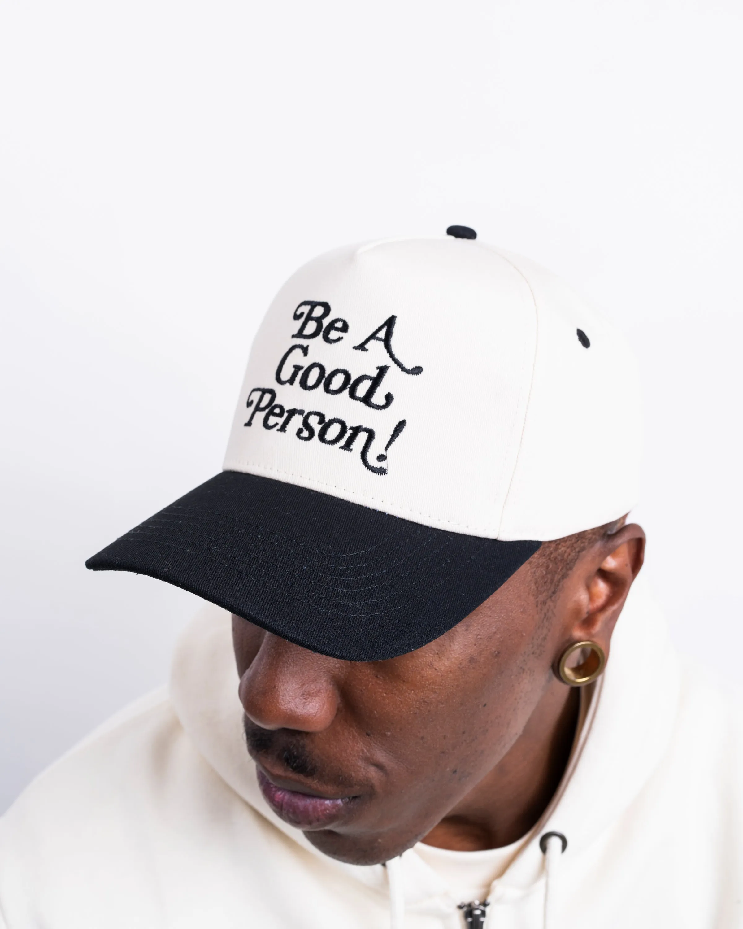 Exclamation Snapback Hat - Cream/Black