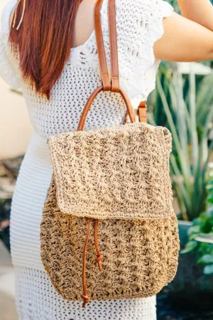 Fame Straw Braided Fashion Backpack