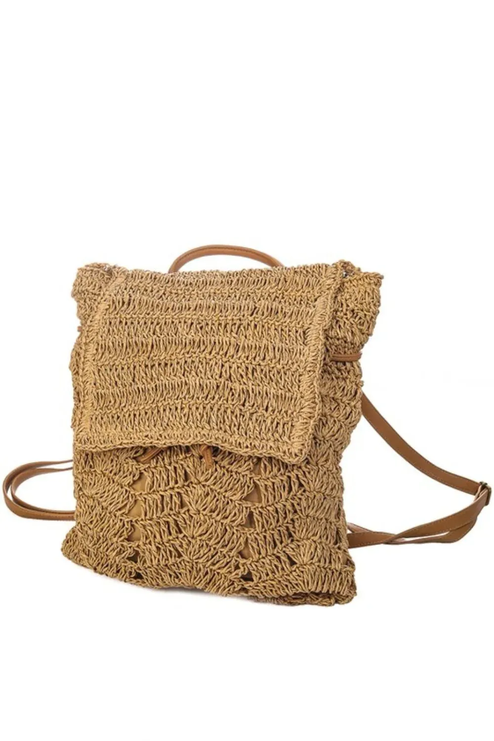 Fame Straw Braided Fashion Backpack