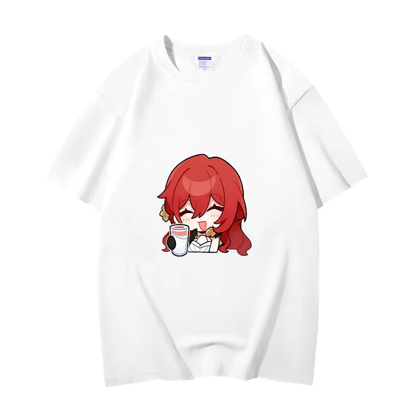Fashion Anime Honkai Star Rail Himeko 230g GSM Hipster Style Oversized Cotton T-shirt