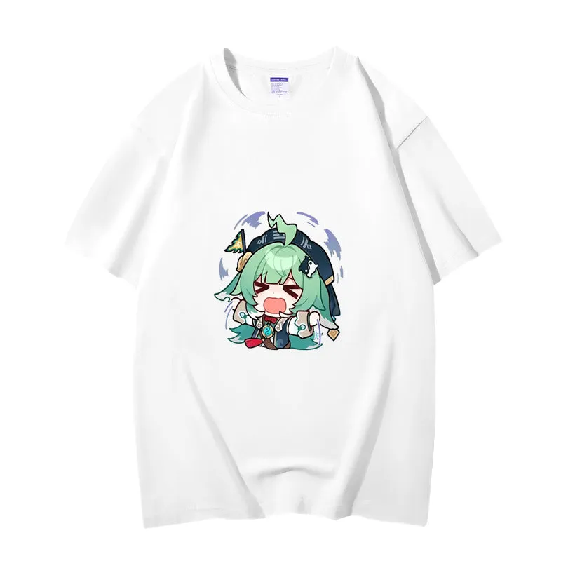 Fashion Anime Honkai Star Rail HuoHuo 230g GSM Hipster Style Oversized Cotton T-shirt