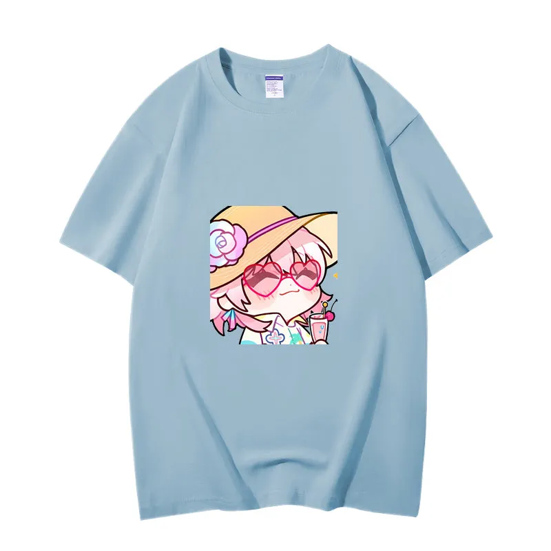 Fashion Anime Honkai: Star Rail March 7th 230g GSM Hipster Style Oversized Cotton T-shirt