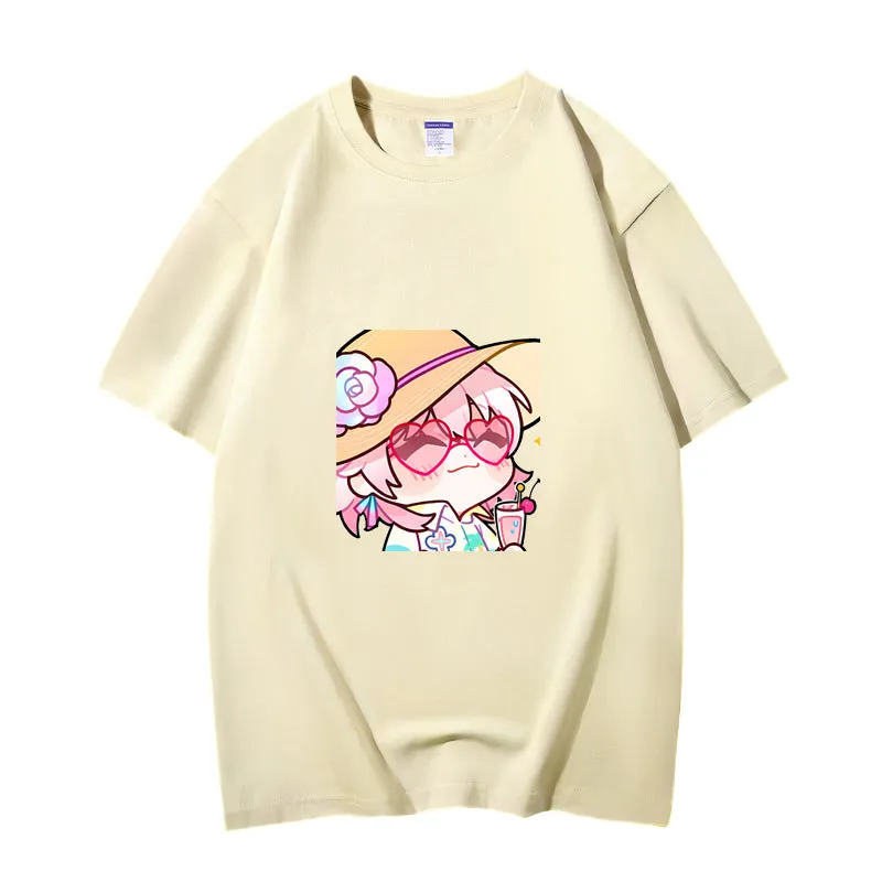 Fashion Anime Honkai: Star Rail March 7th 230g GSM Hipster Style Oversized Cotton T-shirt