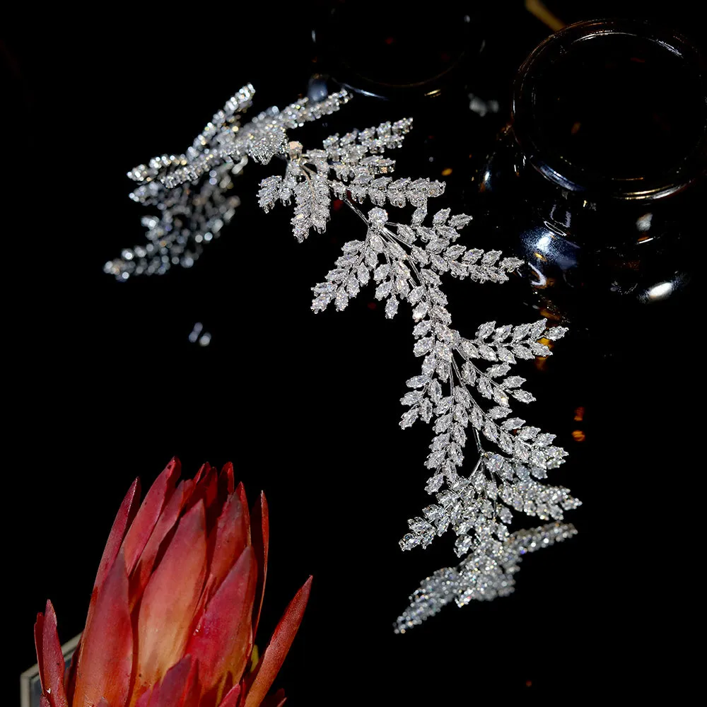 Fashion Bride Headband Crystal Leaf Hair Band Bridal Crown