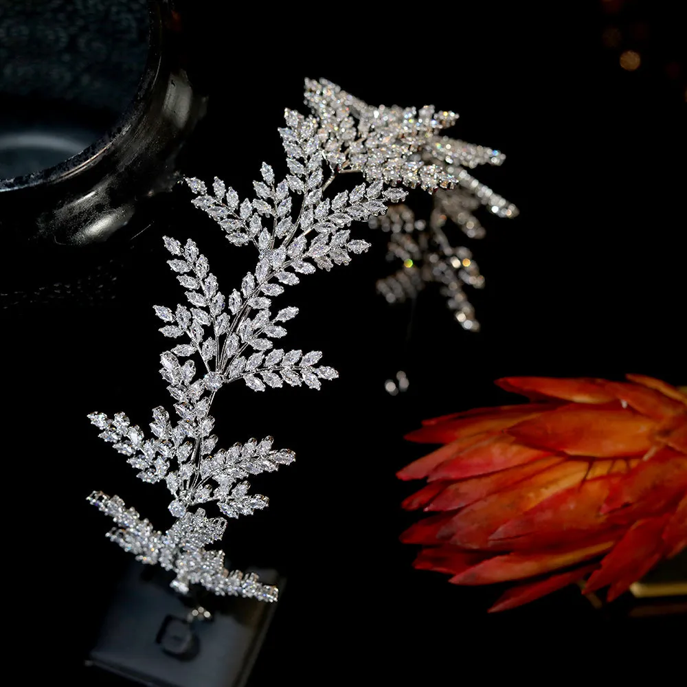 Fashion Bride Headband Crystal Leaf Hair Band Bridal Crown