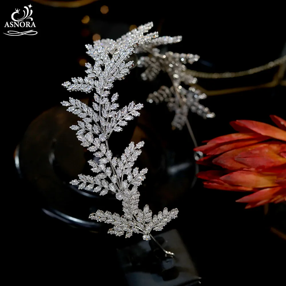 Fashion Bride Headband Crystal Leaf Hair Band Bridal Crown