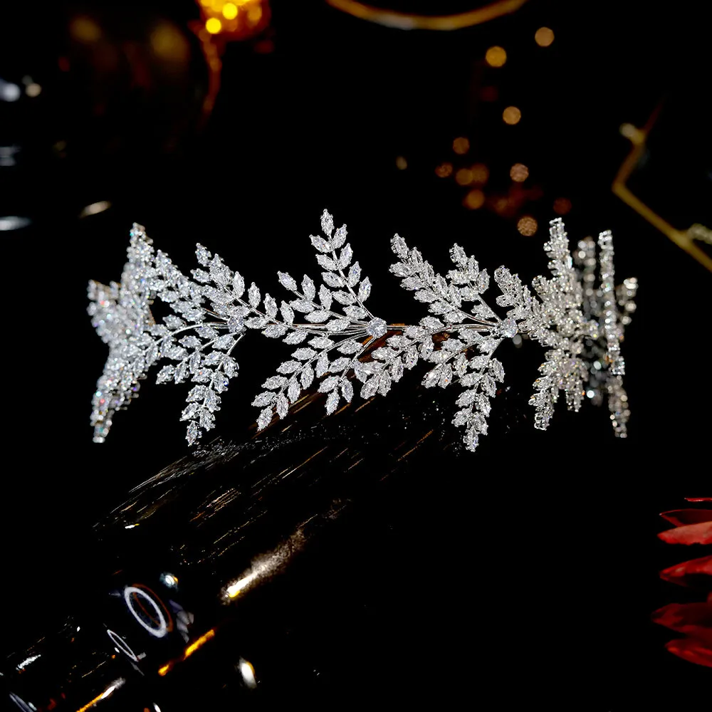 Fashion Bride Headband Crystal Leaf Hair Band Bridal Crown