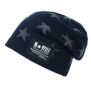 Five Pointed Star Letter Patch Knit Ski Hat - Cadetblue