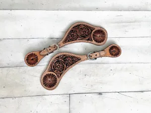 Floral Tooled Spur Straps