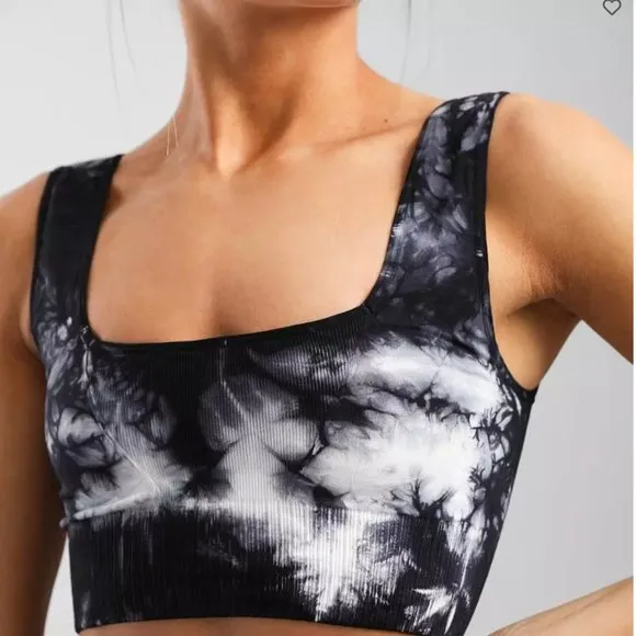 Free People Good Karma Black Tie Dye Sports Bra - NWOT