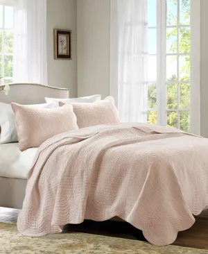 Genoa 3 Piece Reversible Scalloped Edge Quilt Set