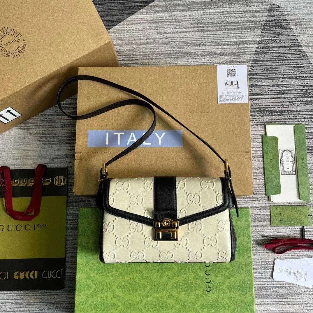 gg Small gg Top Handle Bag White For Women, Women&#8217;s Bags 17.7in/19cm gg ‎675791 UD9AX 9099