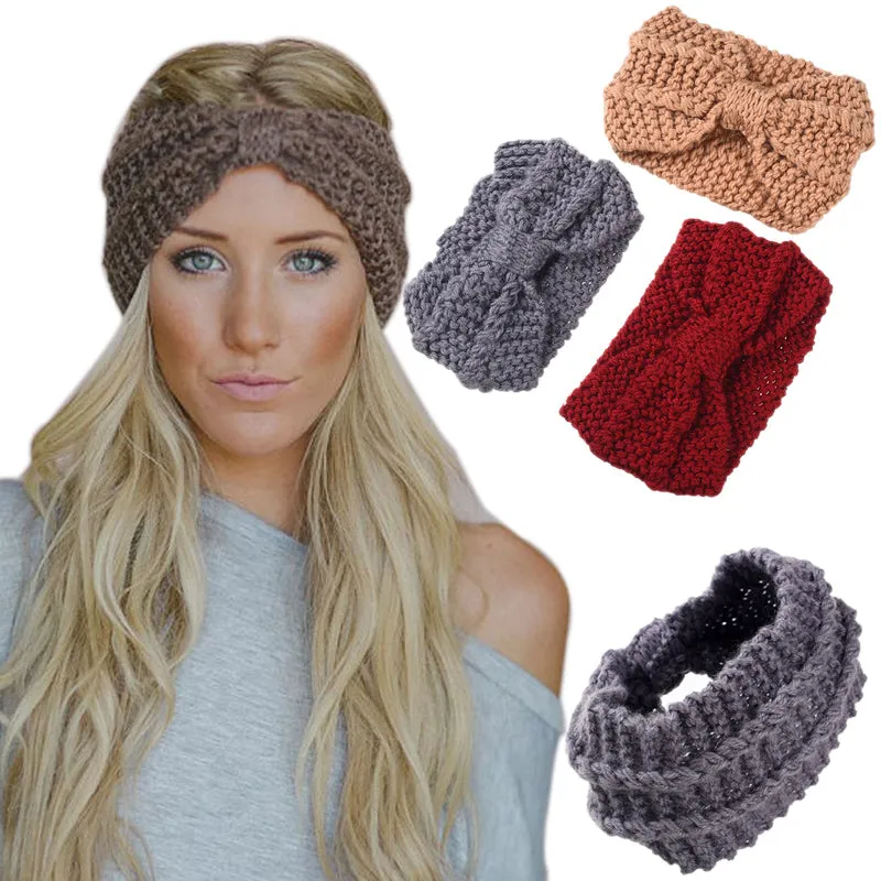 Girls Soft Knitted Fabric Headband Female Wool Winter Warm Turban Hair Accessories for Women Crochet Head Wrap Stretch Headdress
