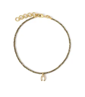 Gold Pave Horseshoe Charm Necklace