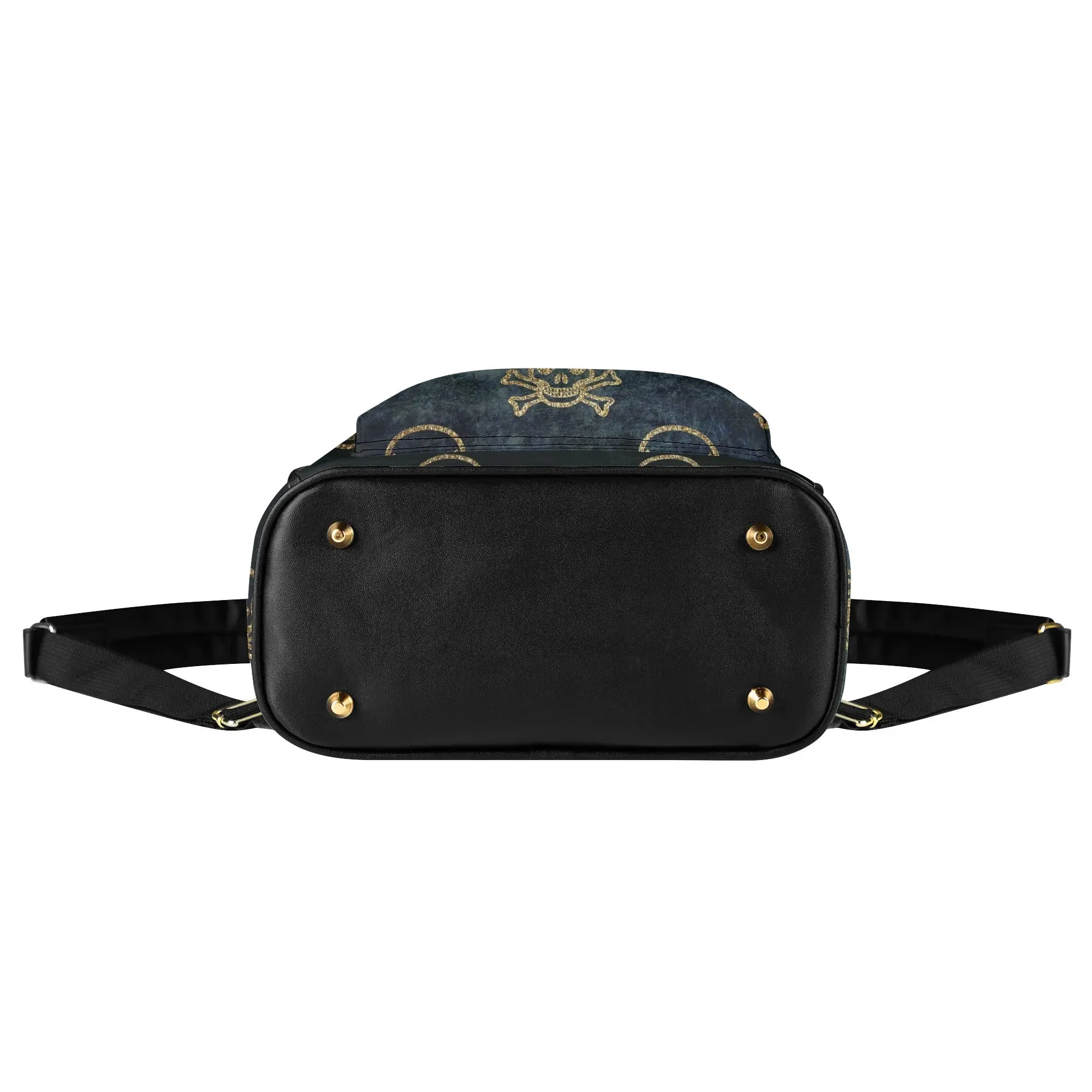 Gothic Black Faux Suede & Skull & Crossbones Pattern PU Leather Mini-Backpack