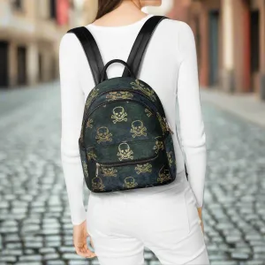Gothic Black Faux Suede & Skull & Crossbones Pattern PU Leather Mini-Backpack